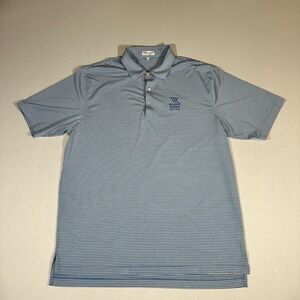 Peter Millar Polo Shirt Mens XL Waldorf Astoria Golf‎ Club Blue Striped Perform